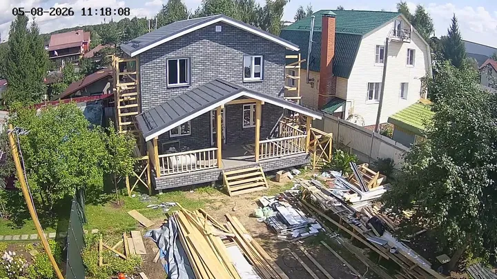 Кадр с камеры на стройке: Каркасный дом Индивидуальный 10×8 м, д. Талицы, г.о. Истра