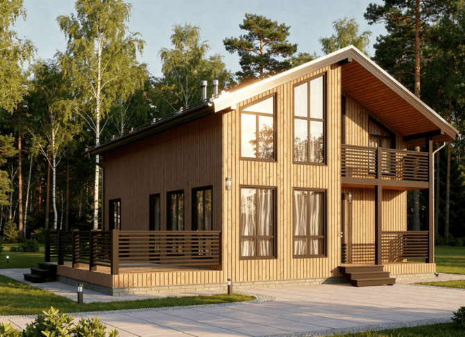 Каркасный коттедж Прованс — 8x10 м, 180 м²