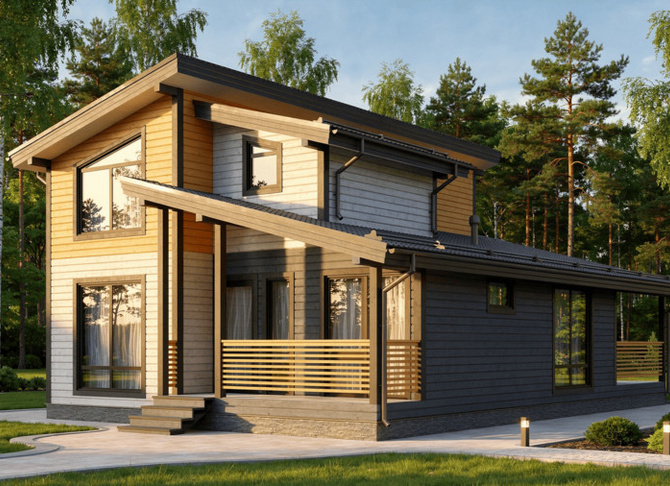 Каркасный коттедж Марсэль — 9x12 м, 165 м²
