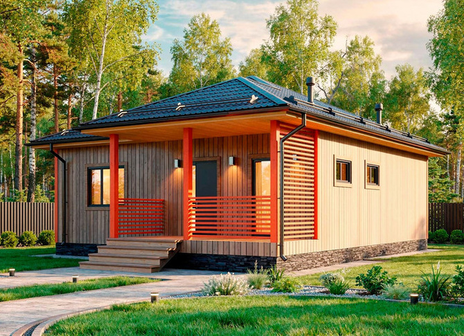 Каркасный коттедж Лотос — 9x9 м, 91 м²