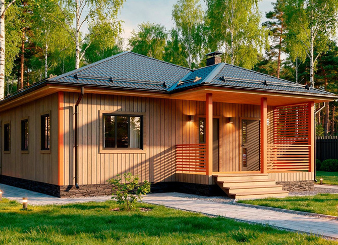 Каркасный коттедж Лотос — 9x9 м, 91 м²