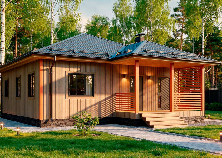Каркасный коттедж Лотос — 9x9 м, 91 м²