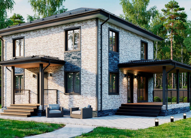 Каркасный коттедж Бостон — 8,5x9 м, 174 м²