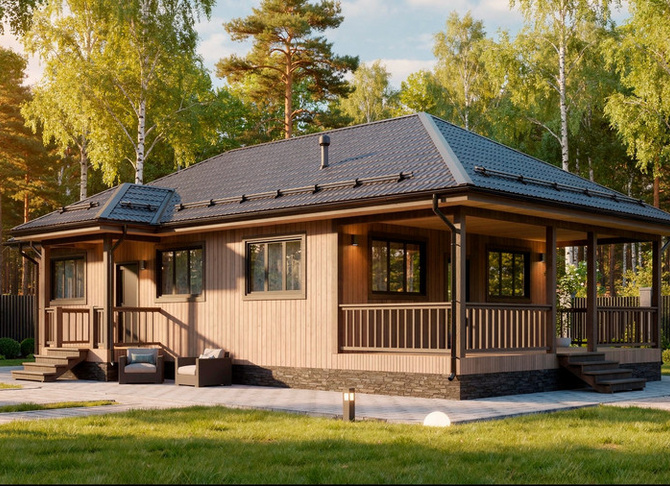 Каркасный коттедж Карелия — 8x12 м, 125 м²
