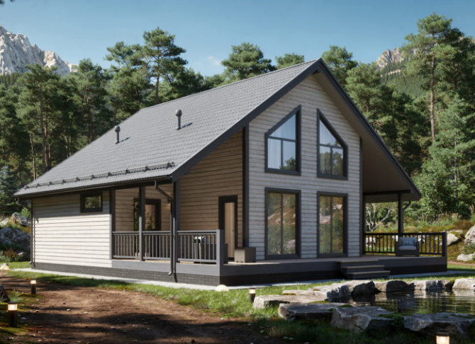 Каркасный коттедж Валдай — 12x13 м, 225 м²
