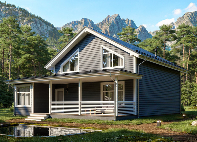 Каркасный коттедж Дублин — 11x12.5 м, 222 м²