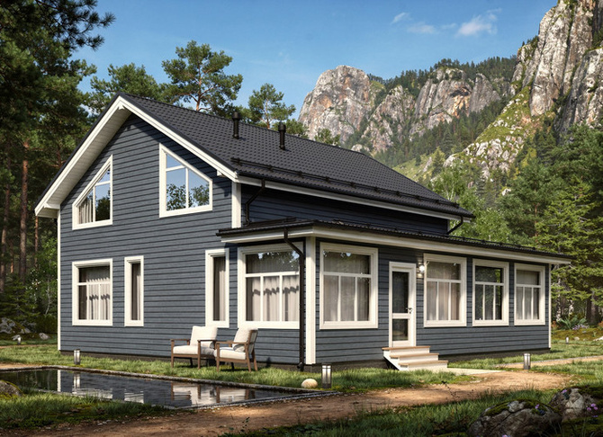 Каркасный коттедж Дублин — 11x12.5 м, 222 м²