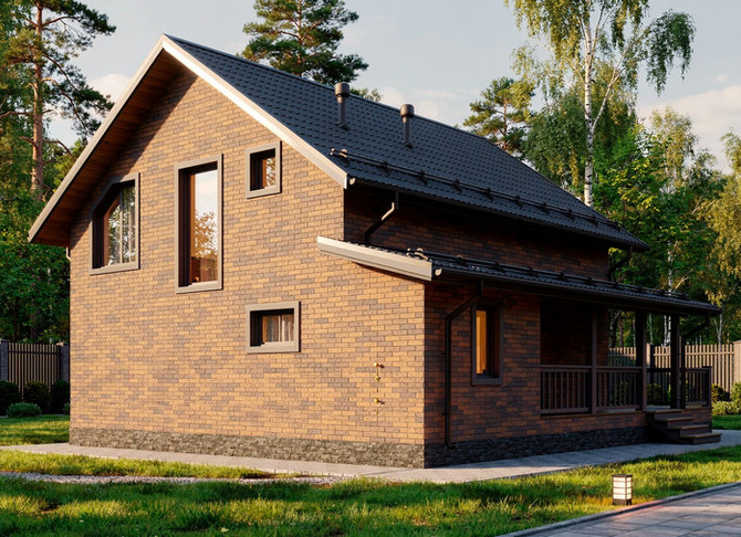 Каркасный коттедж Венеция — 8x8,5 м, 136 м²