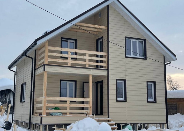 Каркасный дом "Дунай" 8x8 в Кировский с.о., д. Бунтеиха, фото 1