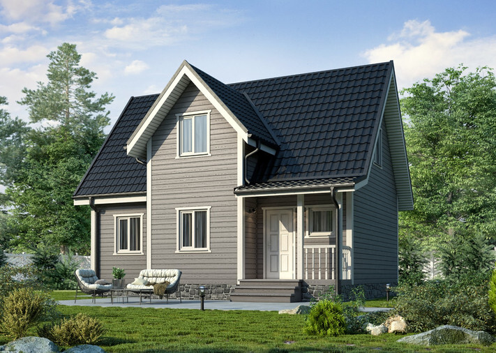Каркасный коттедж Виктория — 7x9 м, 103 м²