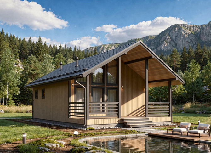 Каркасный дом Кедр — 7x8 м, 76 м²