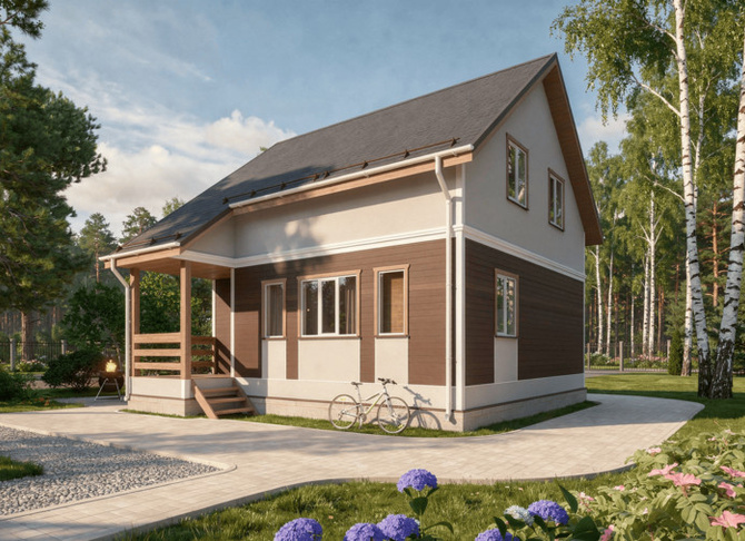 Каркасный коттедж Лесной — 7.5x8 м, 125 м²