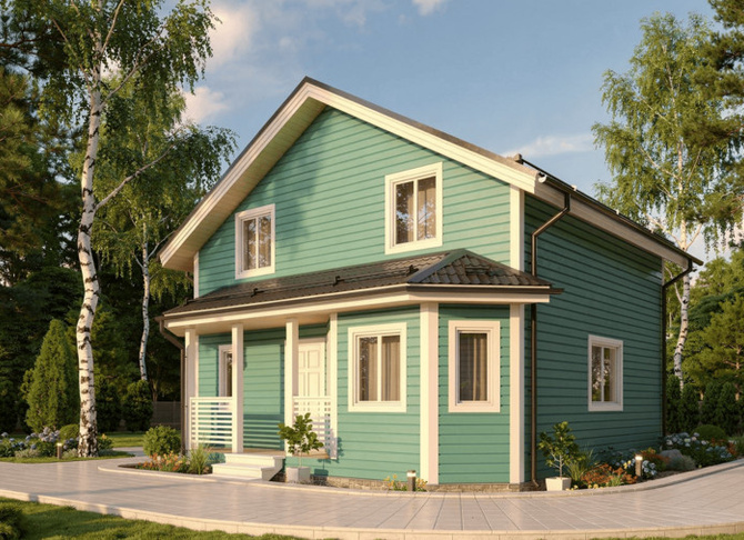 Каркасный коттедж Весенний — 8x8 м, 118 м²