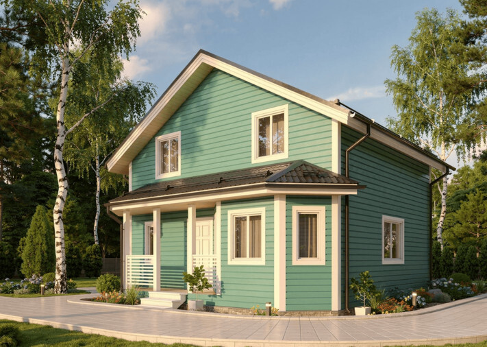 Каркасный коттедж Весенний — 8x8 м, 118 м²