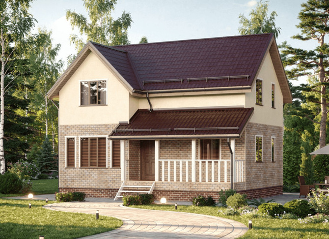 Каркасный коттедж  Сказка — 7x9.5 м, 130 м²