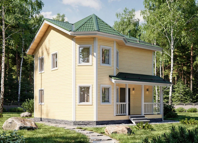 Каркасный коттедж  Верден — 8x8 м, 124 м²