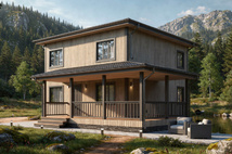 Каркасный коттедж Буран — 8x8 м, 150 м²