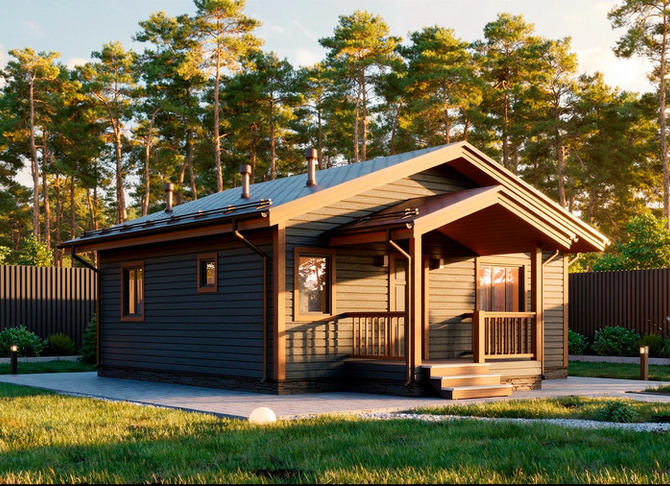 Каркасный коттедж Верея — 8x8.5 м, 74 м²