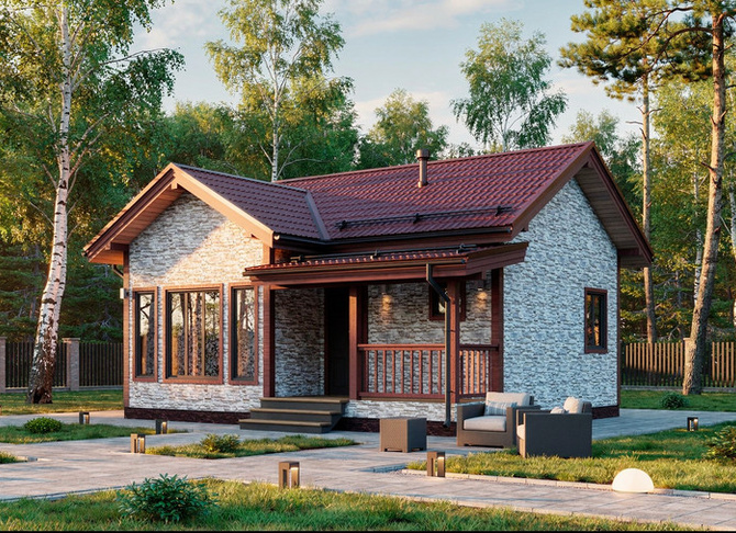 Одноэтажный дом Мечта — 7x8 м, 56 м²