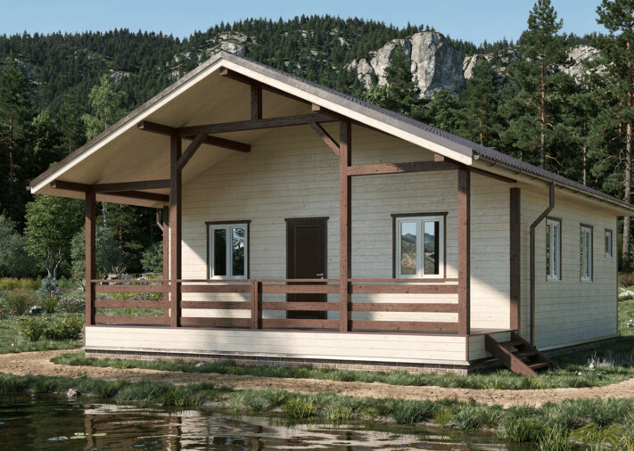 Одноэтажный дом Шатура — 8x8 м, 80 м²