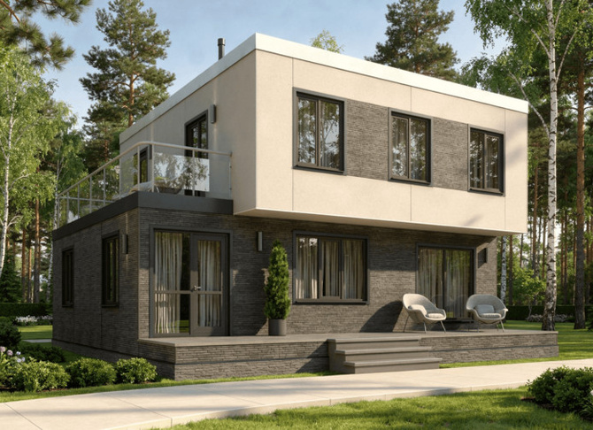 Каркасный дом Европейский — 10x10 м, 188 м²