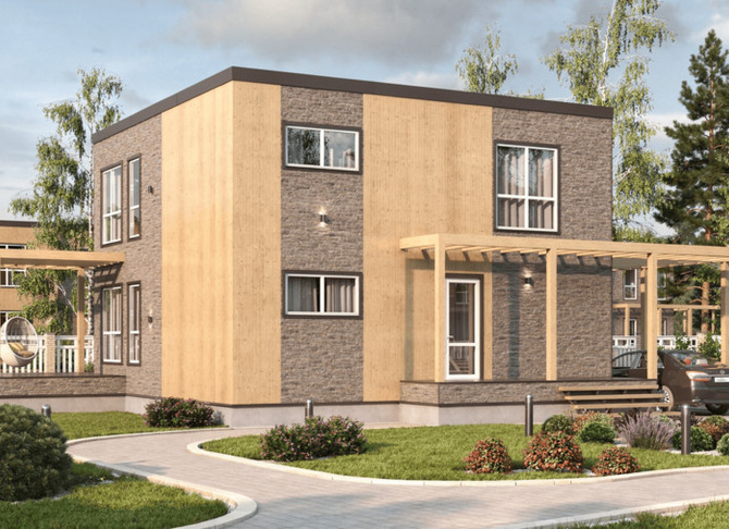 Каркасный коттедж Стокгольм — 9x9 м, 214 м²