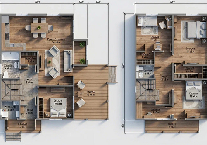 Каркасный коттедж Андреевский — планировка 10x11 м